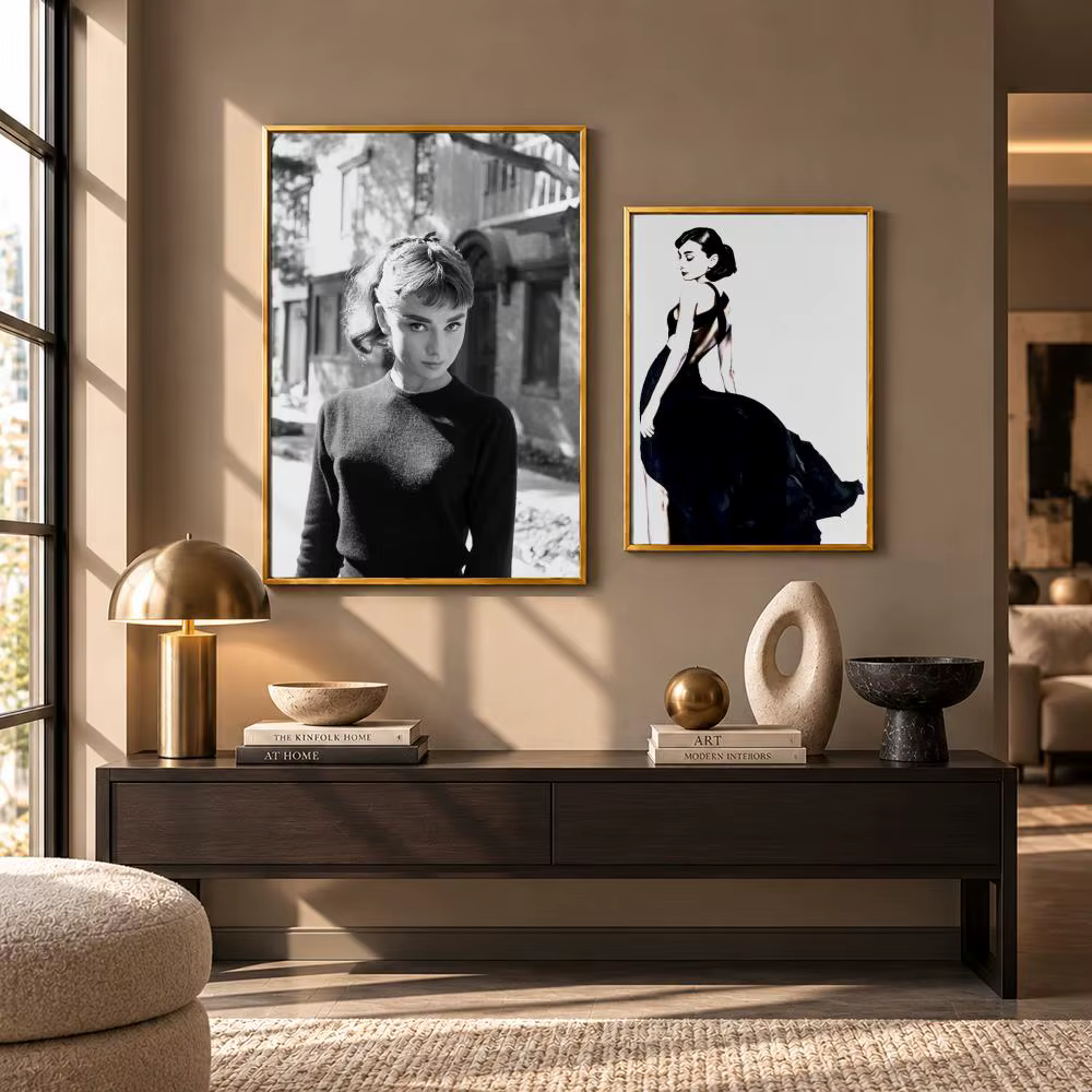 Affiche HD autocollante Audrey Hepburn, icône de la célébrité, sans résidu après retrait, idéale pour tous types de décoration murale
