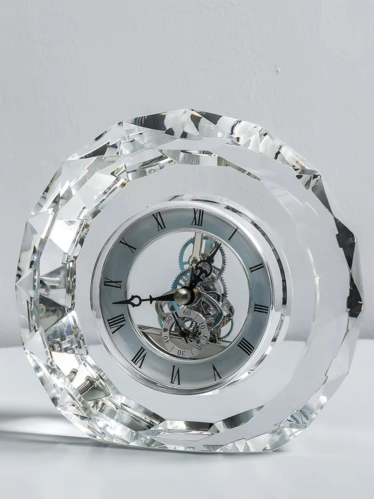 Horloge de bureau ronde silencieuse moderne, horloges transparentes vintage, quartz, horloges esthétiques de luxe, batterie, décoration d'intérieur