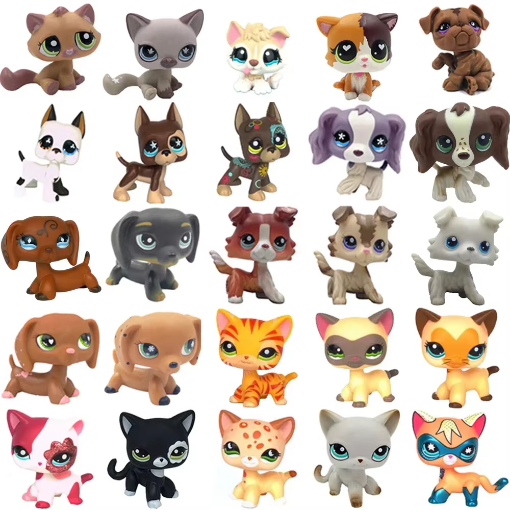 Supports de jouets pour animaux de compagnie rares, cheveux courts, chaton, chien, teckel, Collie épagneul, Great Dane, jouet Original à tête Bobble lps
