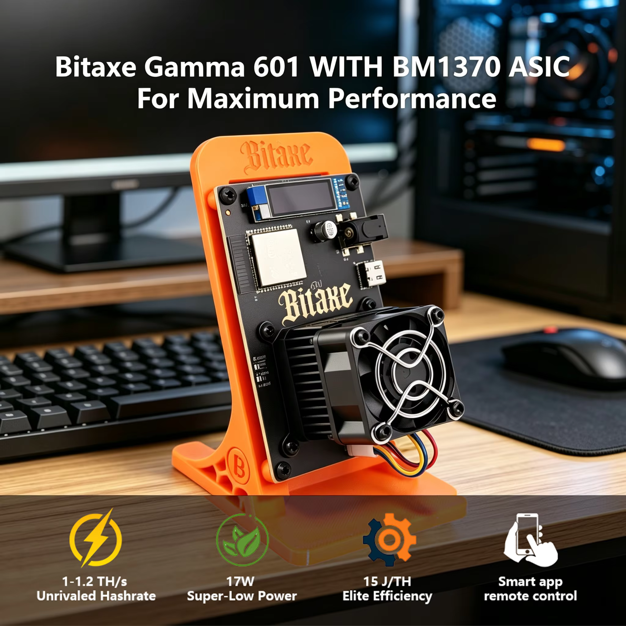 STARMINER Nouveau Modèle Intelligent 2026 Bitaxe Gamma 601 Solo Miner 1.2Th/s 18W 12V avec Puce ASIC BM1370 pour la Recherche de Blocs Bitcoin
