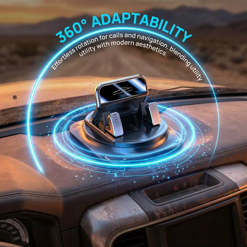 Support de téléphone pour tableau de bord de voiture, rotation à 360 degrés, fixation adhésive robuste et sécurisée pour smartphones pendant la conduite