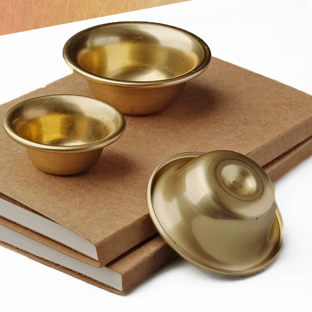 Bols Tibétains en Laiton, Assiettes Décoratives, Fournitures Bouddhistes de Table, Tasse de Méditation en Cuivre, 7 Chaines