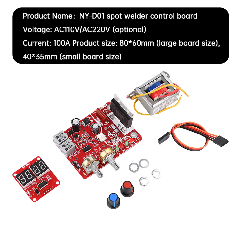 Panneau de commande de Machine à souder par points NY-D01, 40A/100A, réglage du temps et du courant, contrôleur de transformateur de Machine à souder par points numérique