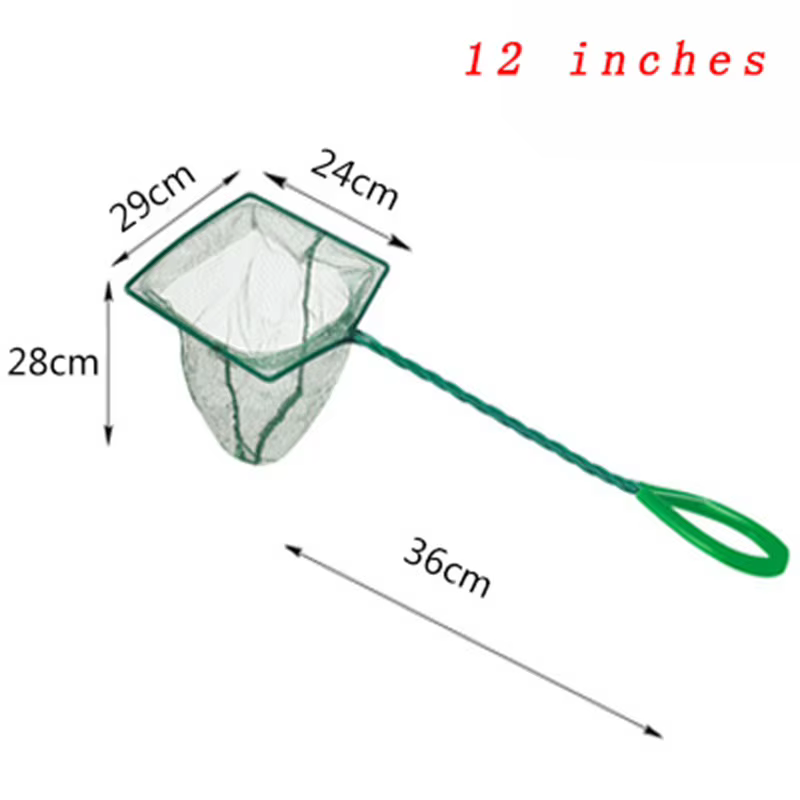 Grand filet à poisson de 3 à 12 pouces, accessoires d'aquarium carrés à Long manche, filet à crevettes Betta, outils de nettoyage d'aquarium