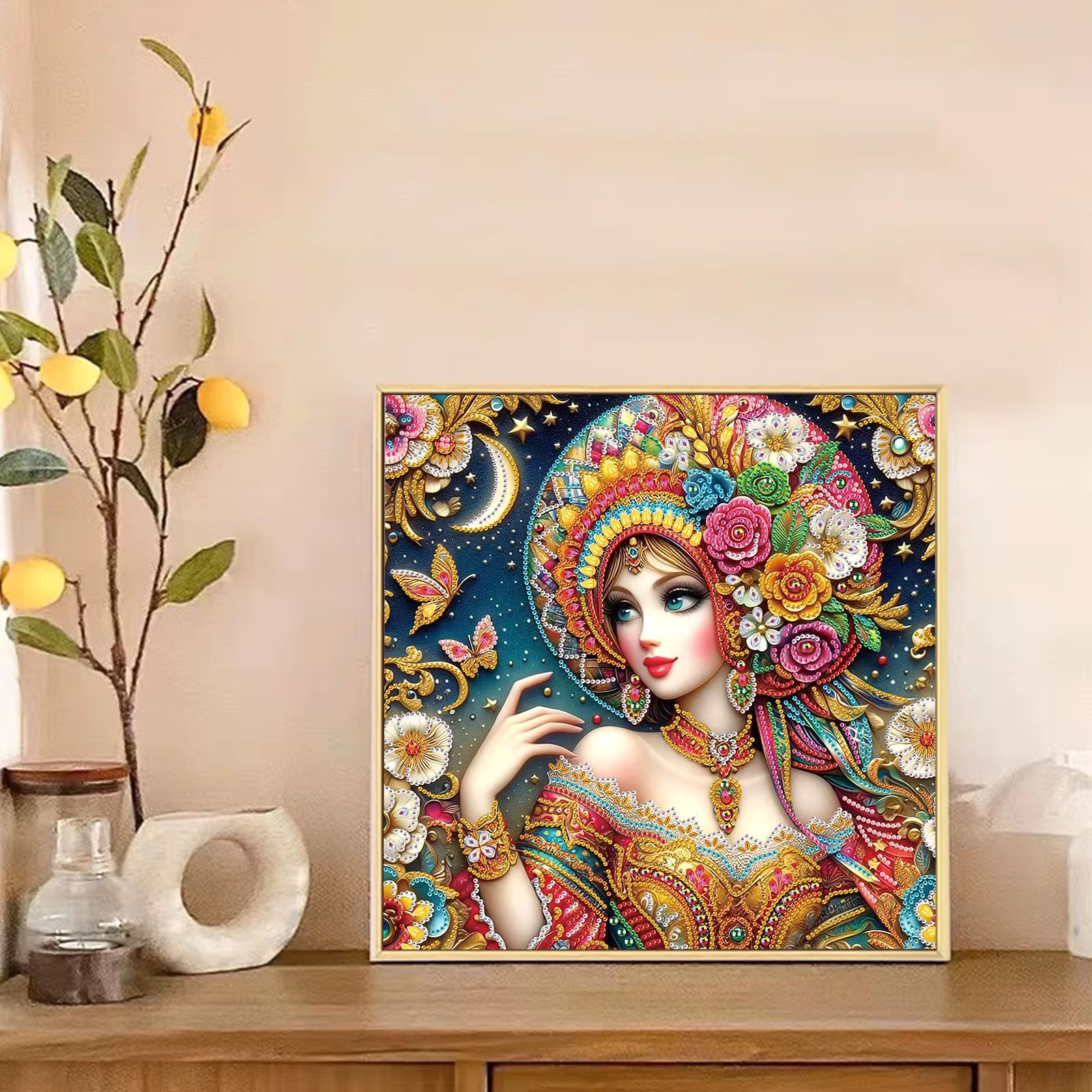 Kits de peinture d'art diamant pour adultes et débutants, belle dame, artisanat de peinture d'art diamant pour décoration murale de maison, cadeau fait à la main
