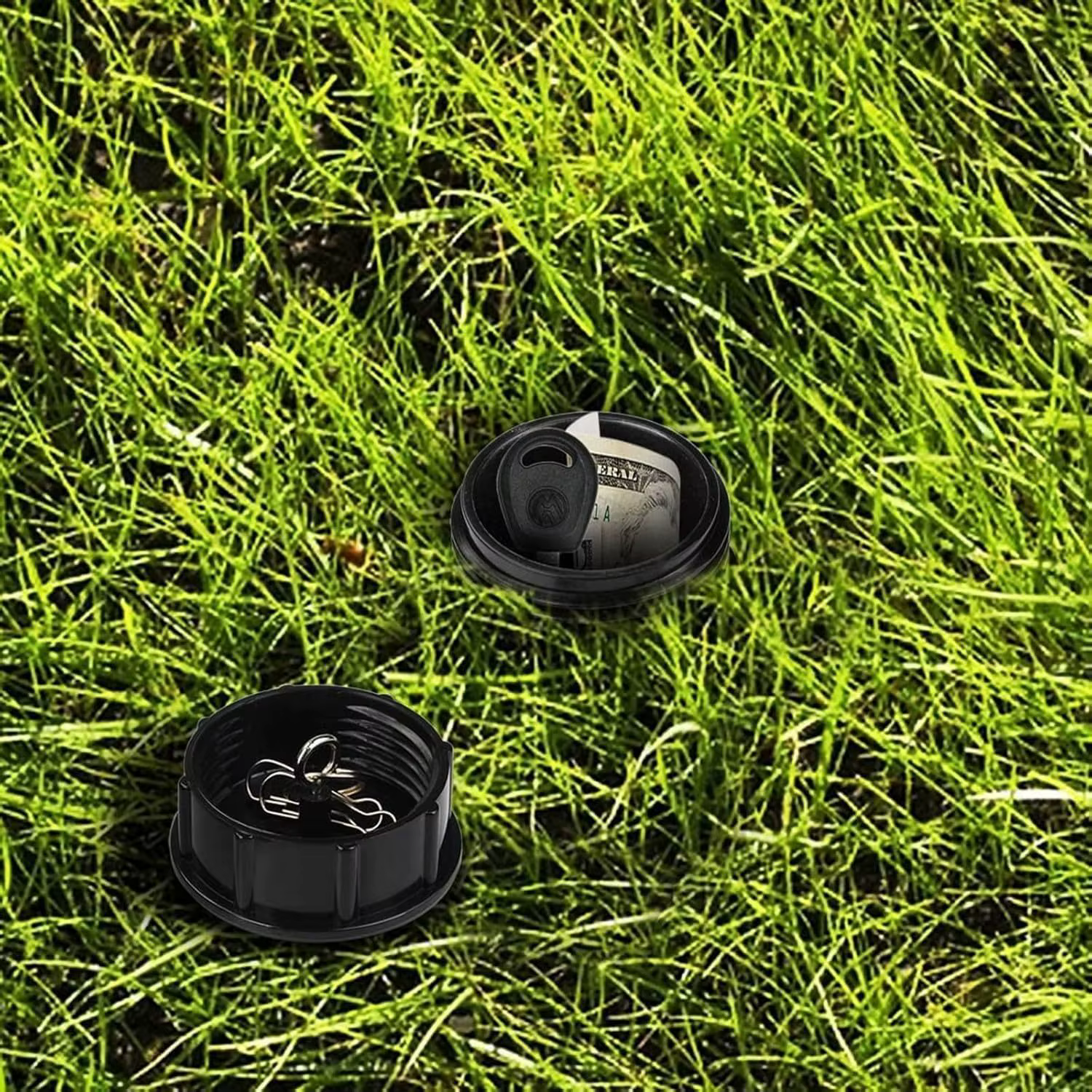 Cacher les clés de rechange arroseur de jardin coffre-fort caché compartiment de rangement cacher les clés anneau d'argent pour boîte à clés de rechange de jardin extérieur