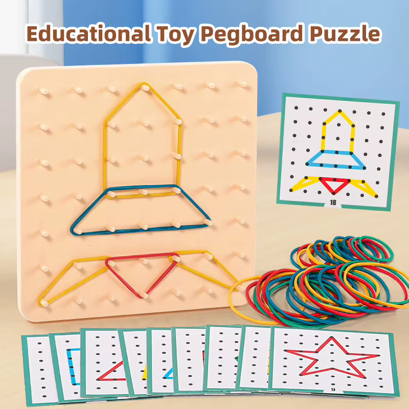 KNYYSECQ – jouets pour enfants, planches à ongles, puzzles, bandes élastiques, formes géométriques, jouets d'exercice cognitif, cadeaux pour enfants