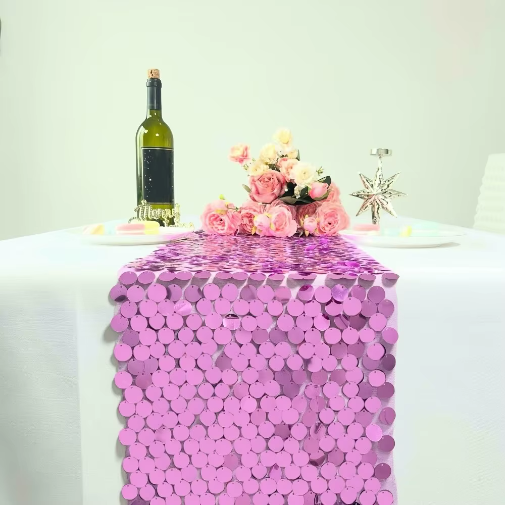 Chemin de table à paillettes effet écailles de poisson, couverture de table scintillante élégante, nappe longue luxueuse à sequins pour cuisine et salle à manger