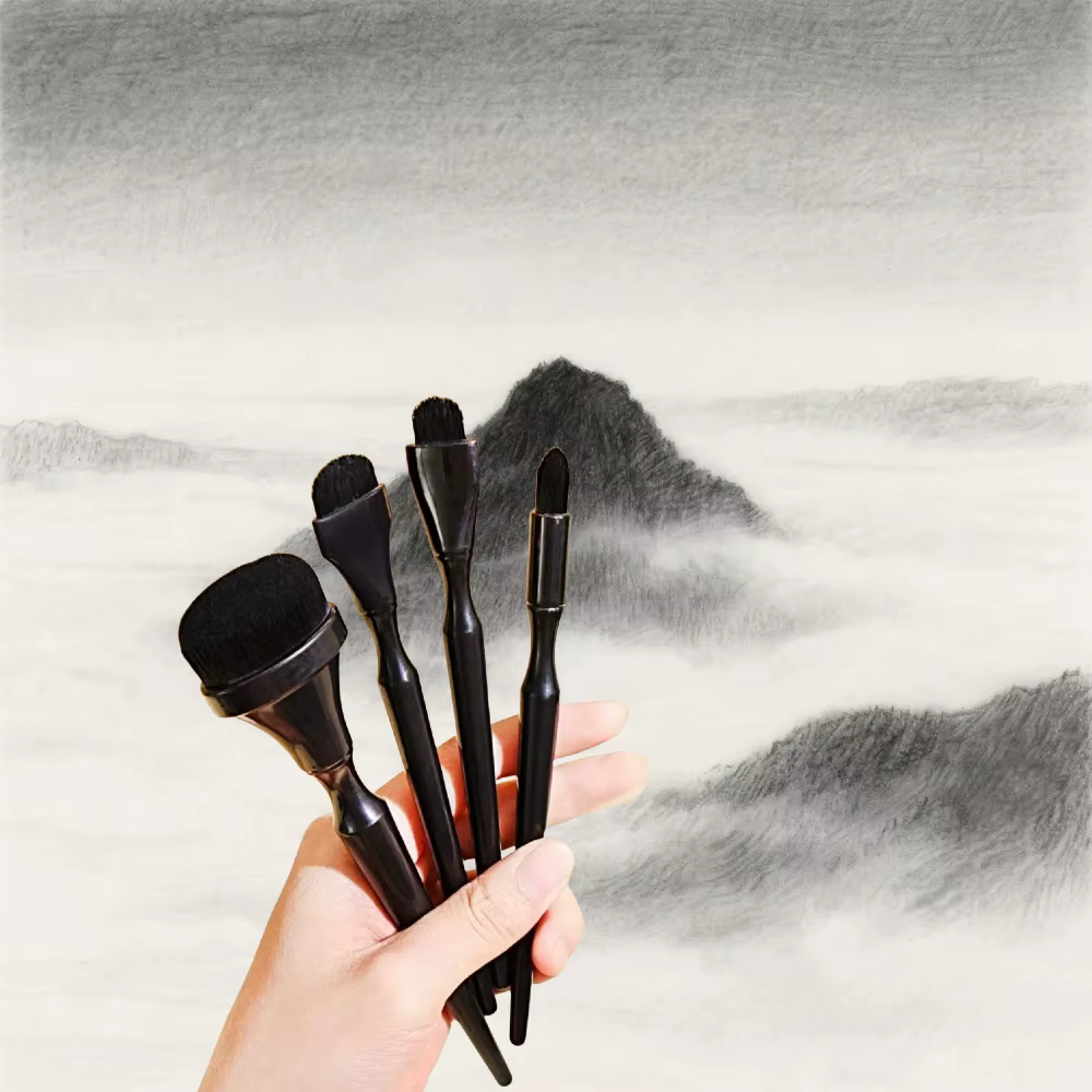 Pinceau de rendu noir, pinceau aquarelle durable pour charbon de bois, pastel et gaufrage – Idéal pour le bricolage et le scrapbooking