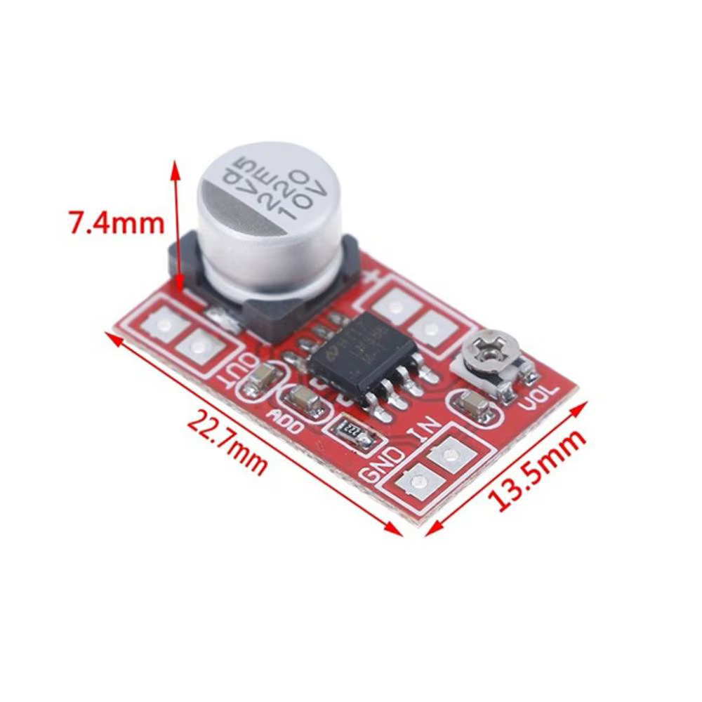 Carte amplificateur DC 5V-12V réglable et pratique pour mini microphone à condensateur électret