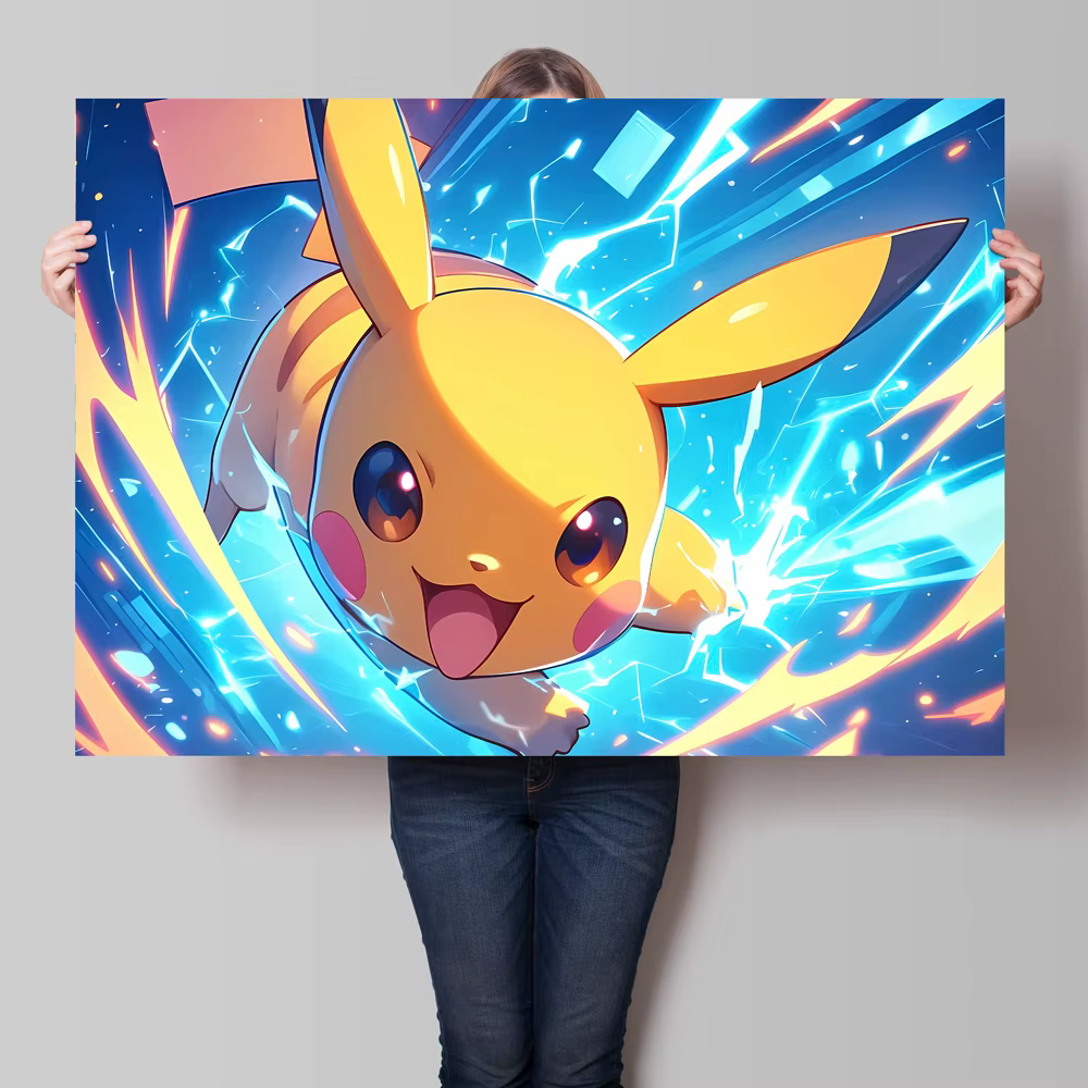 Affiche d’anime classique, Pikachu de Pokémon, impression sur toile, décoration murale, cadeau pour enfants, décoration intérieure, tableau pour le salon.