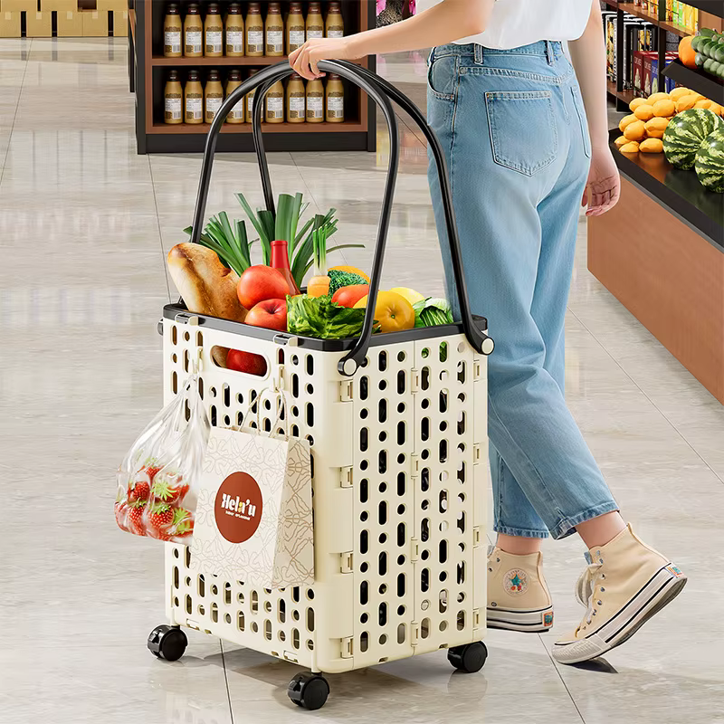 Chariot de courses pliable multifonctionnel pour légumes, chariot de livraison pour la maison, petit chariot pour acheter des légumes