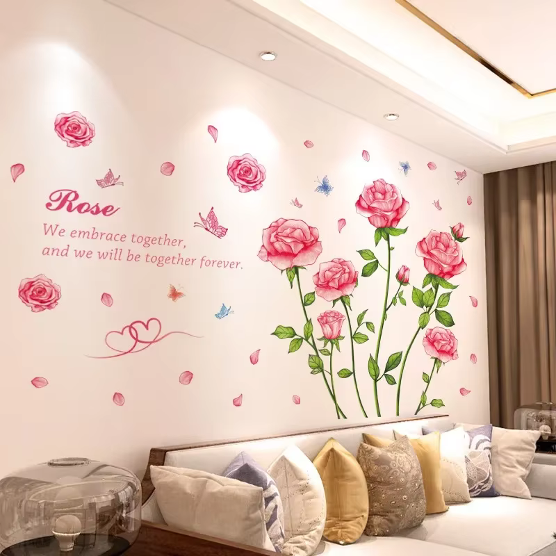 Autocollants muraux chauds pour chambre à coucher, disposition de la pièce, autocollants de salon, décoration murale, papier peint auto-adhésif pour chevet