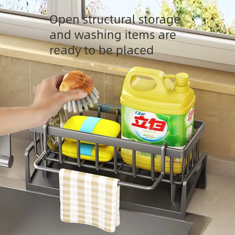 Étagère de rangement d'épices de cuisine avec égouttoir, organisateur d'évier d'installation, étagère montée sur robinet pour accessoires de cuisine à domicile