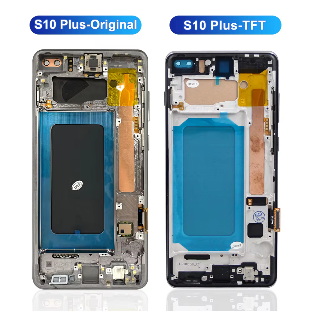 Écran tactile LCD de remplacement avec châssis, pour Samsung Galaxy S10 + G975F G975F/DS