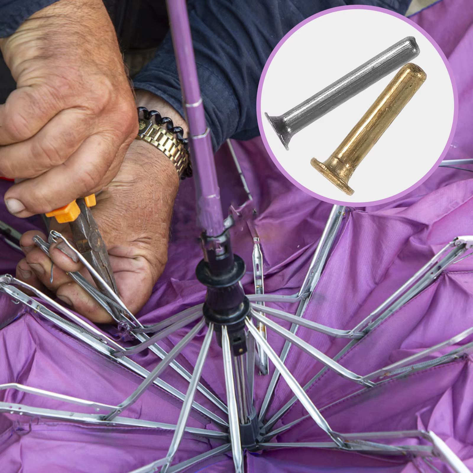 Kit de Rivets de cadre de parapluie, 16 pièces, accessoires de Cage nervurée pour parapluies, pièces de rechange, accessoire d'assemblage en alliage, petit