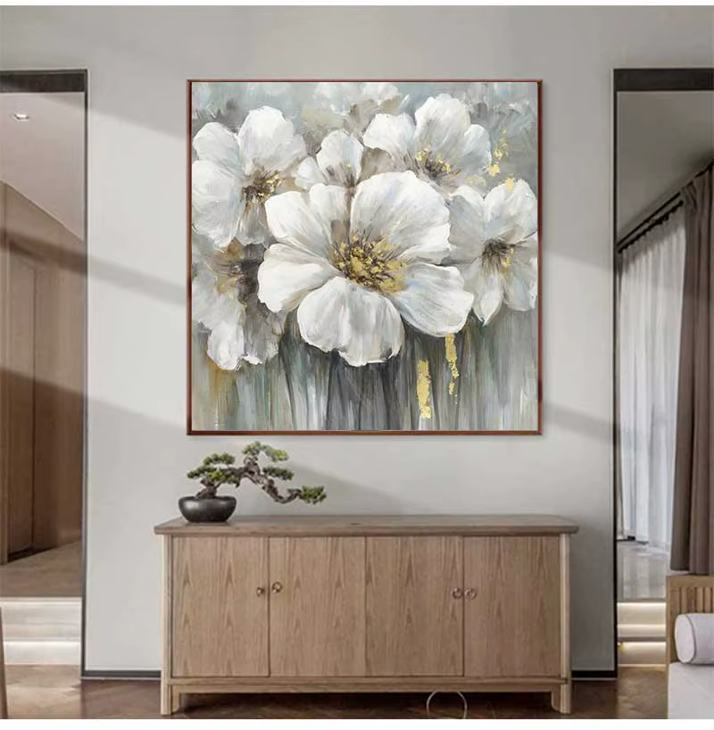 Mintura – tableau mural pour salon, peintures à l'huile sur toile peintes à la main, nombreuses fleurs blanches, décor d'hôtel, Art de maison, sans cadre