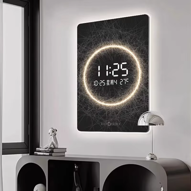 Grande horloge murale moderne à affichage numérique LED, salon, silencieux, art intérieur, montres murales, luxe, décoration de la maison