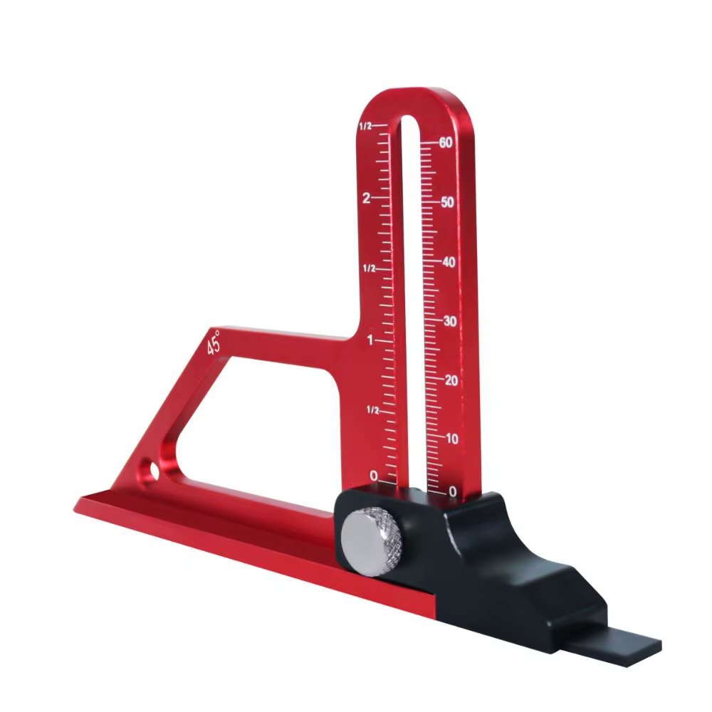 Jauge de profondeur de table réglable en alliage d'aluminium, échelle en pouces, 0-60 mm, outil de mesure de hauteur avec verrouillage