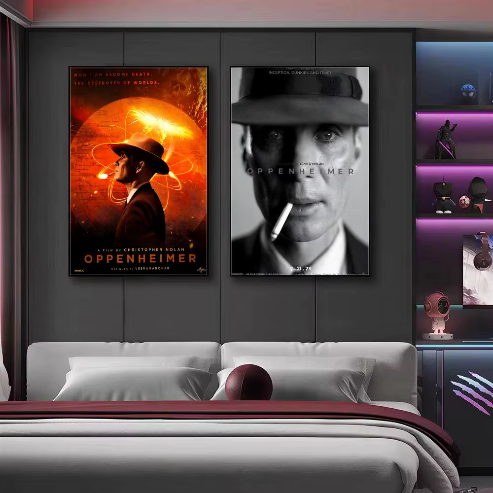 Affiche esthétique HD, impression d'art mural auto-adhésive, décoration moderne pour la maison, idée cadeau pour la décoration de la chambre Moive O-OPPENHEIMER