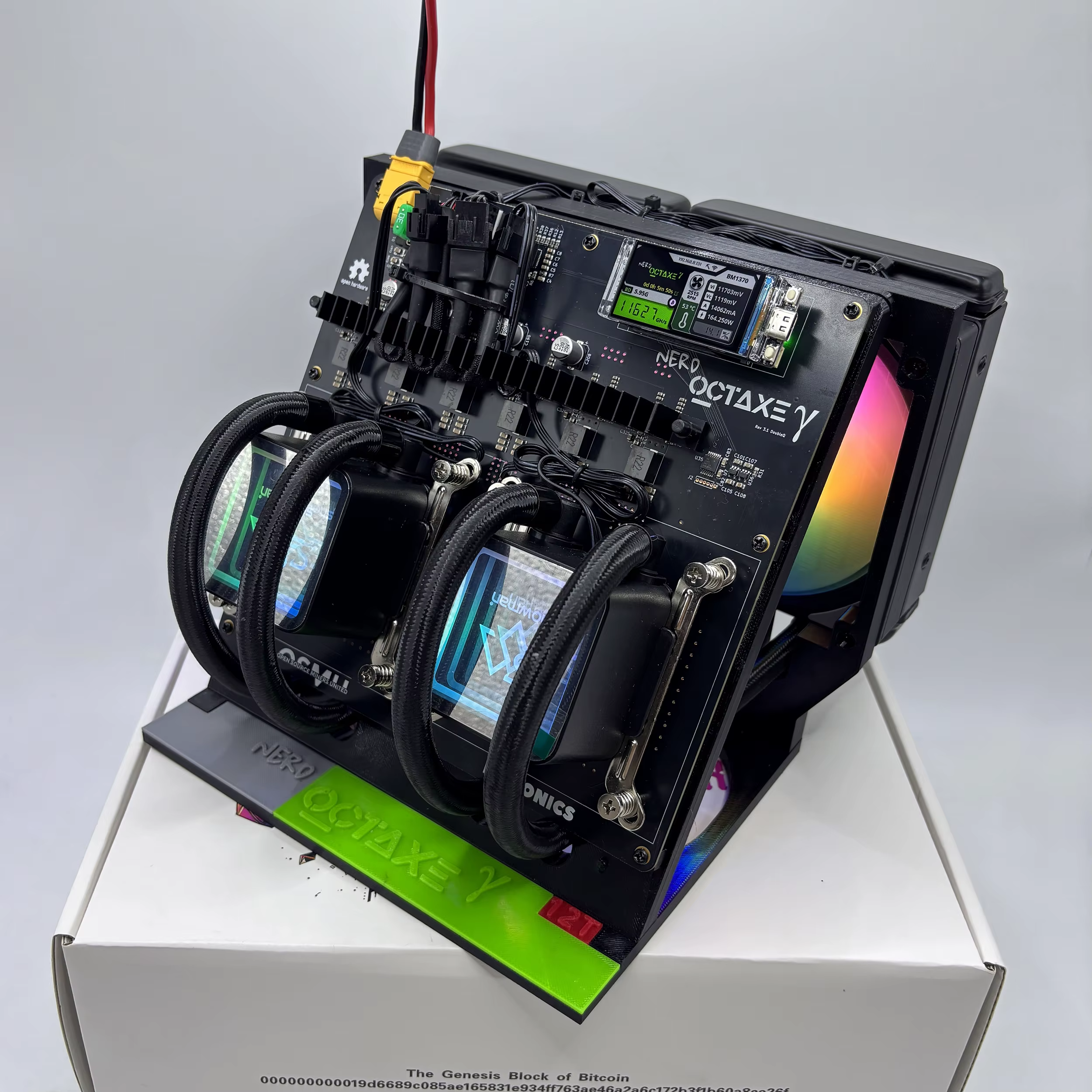 Miner NerdOctaxe Hydro 12T Rev3.1 avec alimentation Meanwell, mineur solo BTC NerdOctaxeY Hydro, mineur chanceux à double ventilateur Nerdqaxe++ 12Th/s