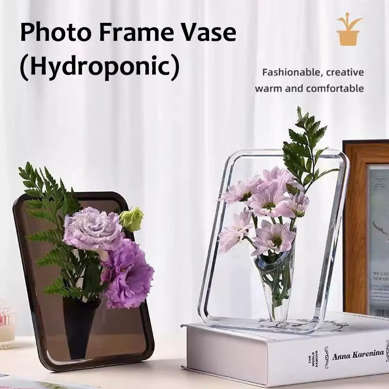 ✿ Vase à fleurs en acrylique transparent, vases d'art moderne pour la décoration de la maison, vases décoratifs pour bureaux et étagères