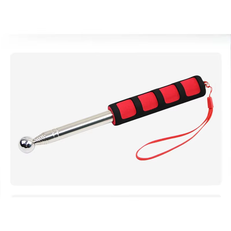 Bâton de défense personnel rétractable, marteau de détection de tambour creux, rouge