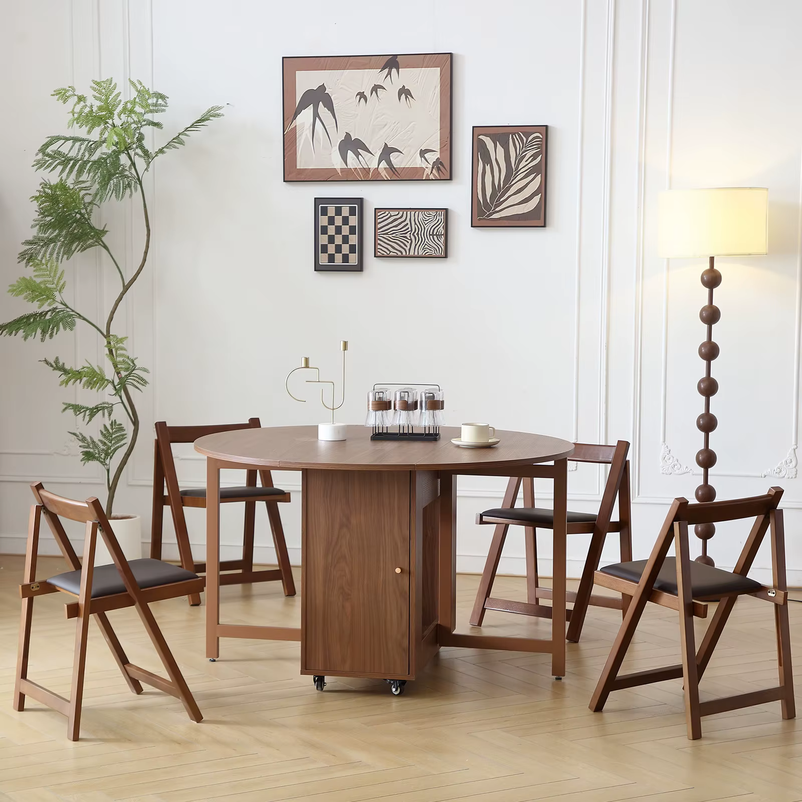 Table à manger ronde pliante multifonctionnelle avec chaises, meubles à la mode