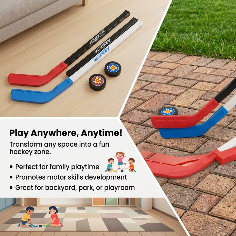 Un jeu de hockey sur glace pour enfants, bâton de hockey en plastique de 72 cm, bâton de hockey jouet pour les sports de plein air pour enfants