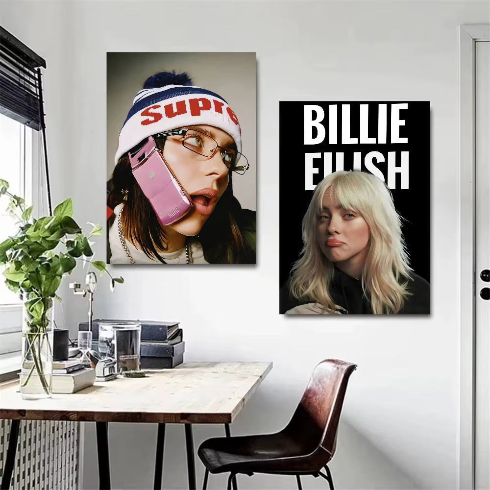 Affiche murale vintage de la chanteuse Billie Eilish, décoration artistique pour le bureau, le salon, décoration de maison unique, image décorative