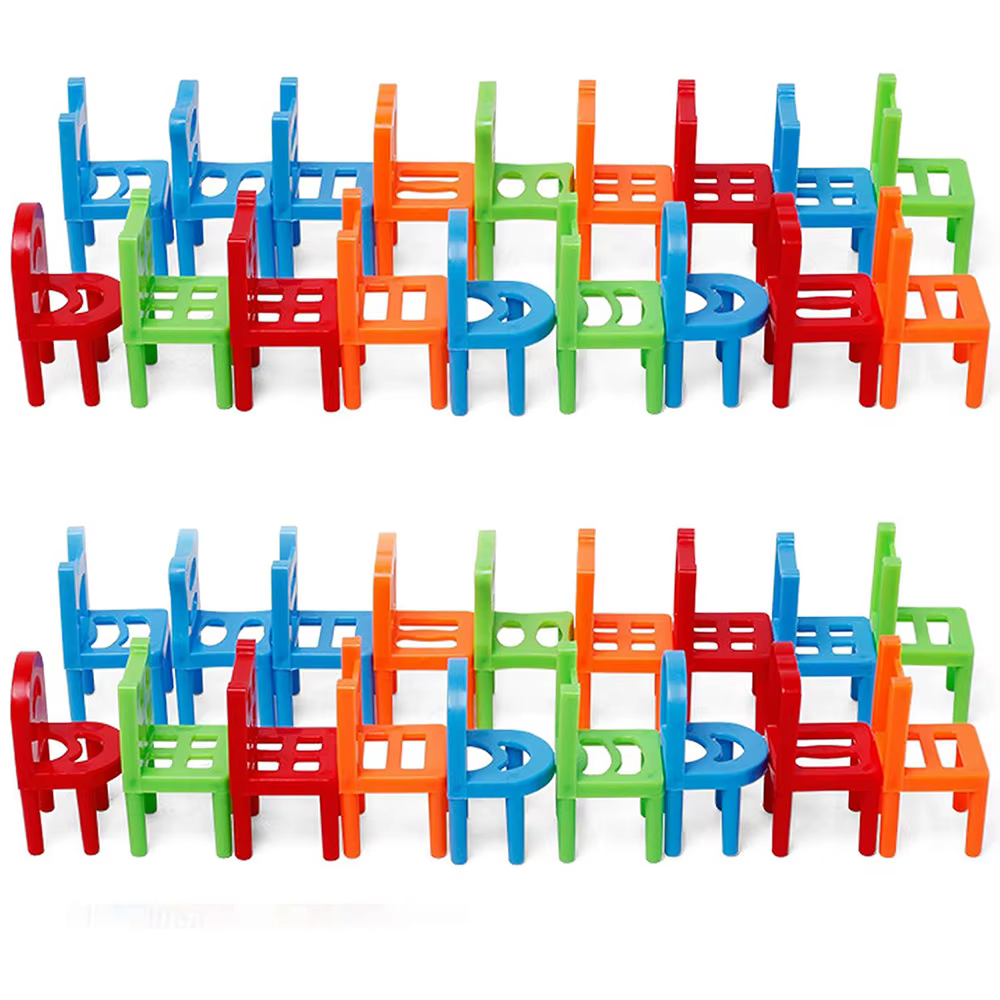 Jeu de société de chaises d'équilibre 18 pièces/ensemble, Mini blocs d'empilage, assemblage, formation en équilibrage familiale, jouet éducatif interactif pour enfants