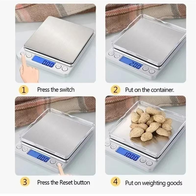 Balance de poids LCD, Balance alimentaire de cuisine, Balance de bijoux, accessoires de cuisine électroniques, mesure du niveau en grammes numérique