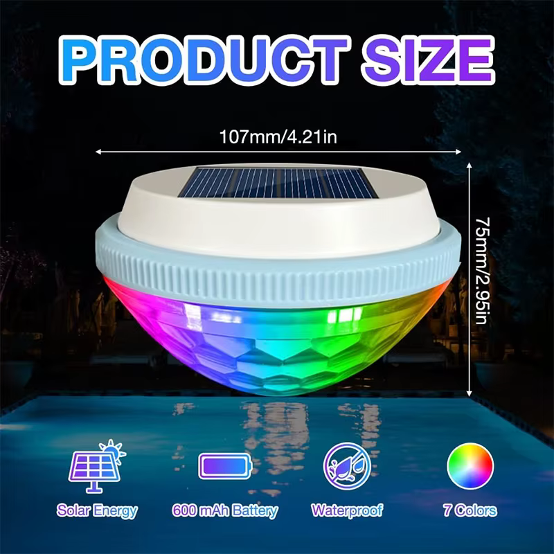 Éclairage solaire flottant pour piscine, 1 paquet, lumières d'étang étanches à couleur changeante RGB pour la décoration de piscines, routes de cour