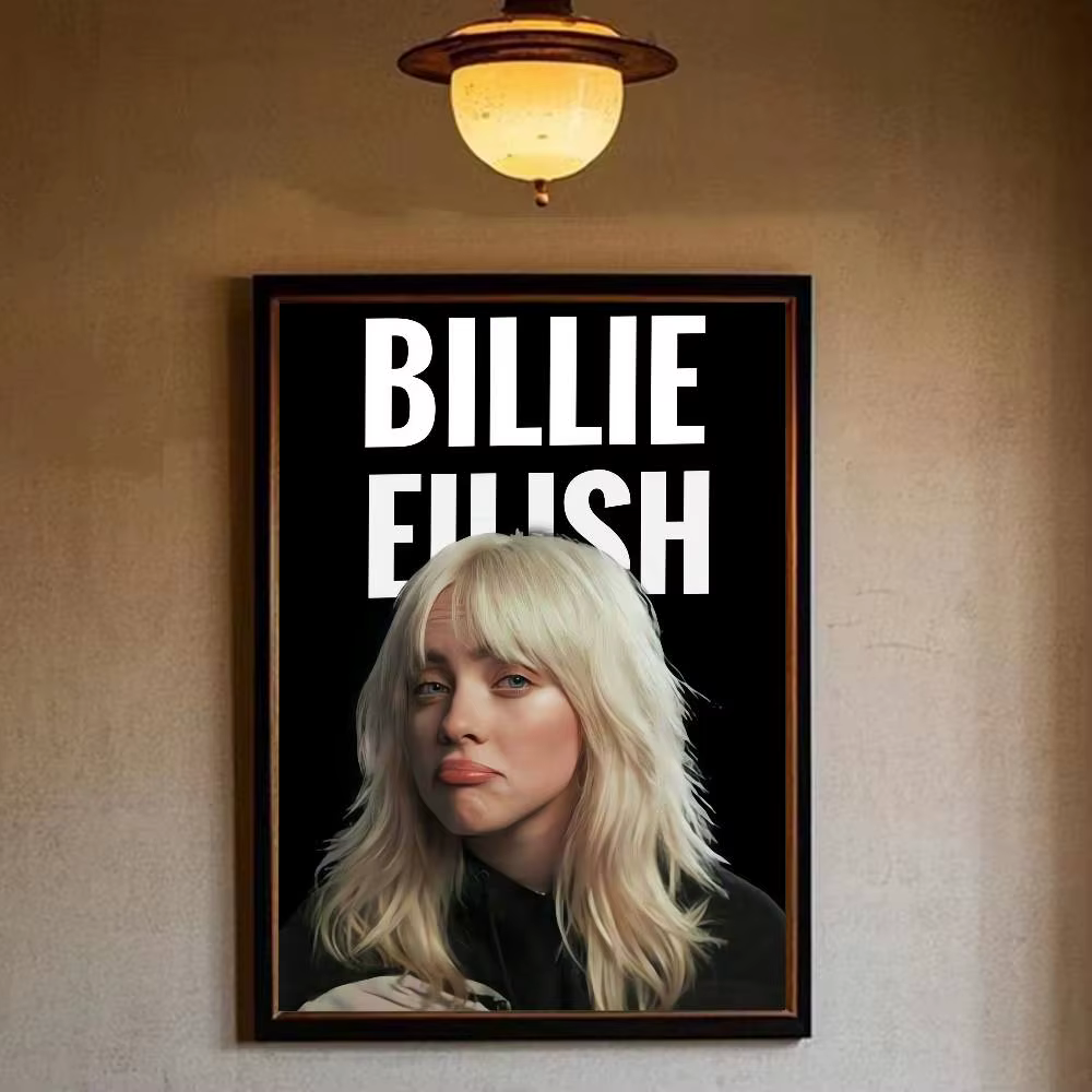 Affiche murale vintage de la chanteuse Billie Eilish, décoration artistique pour le bureau, le salon, décoration de maison unique, image décorative