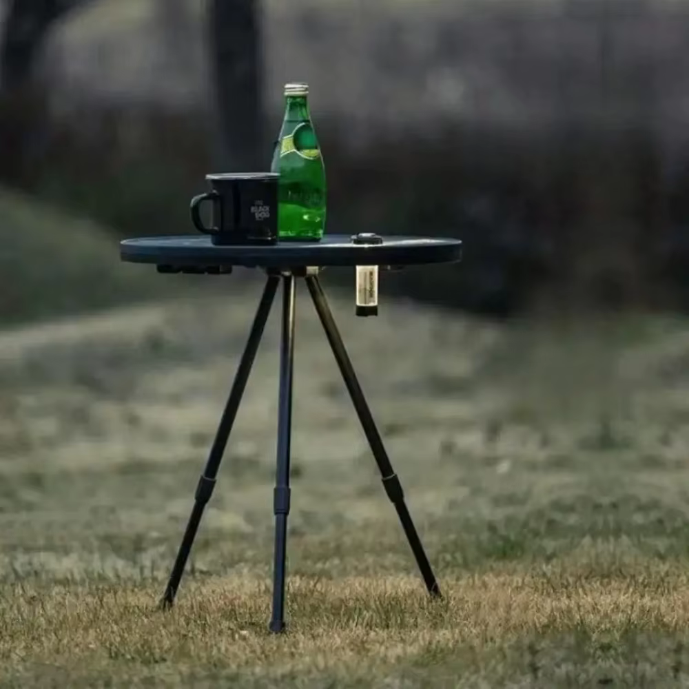Table pliante portable d'extérieur avec support triangulaire, petite table ronde, table de camping, table de pique-nique, table à thé simple