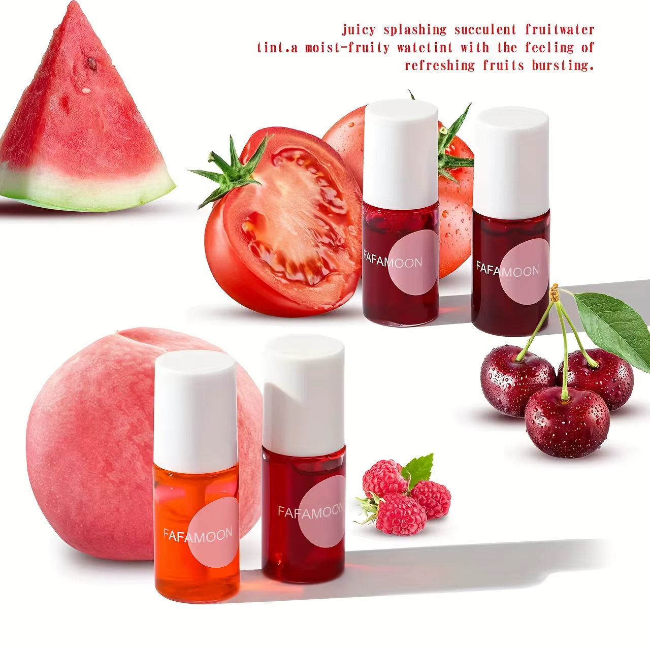 Teinte à lèvres fruitée 4 couleurs, gloss hydratant, rouge à lèvres liquide waterproof, non-collant, haute pigmentation, couleurs longue durée