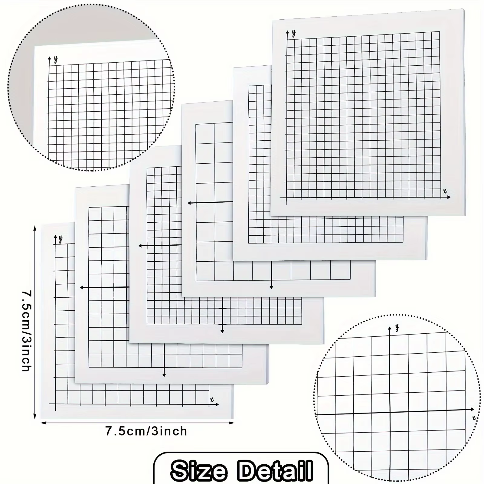Bloc-notes autocollant en papier graphique, 6/12 pièces, 150/300 feuilles, mini-diagramme avec grille adhésive pour grille de coordonnées des axes X Y, pour les bureaux et les écoles