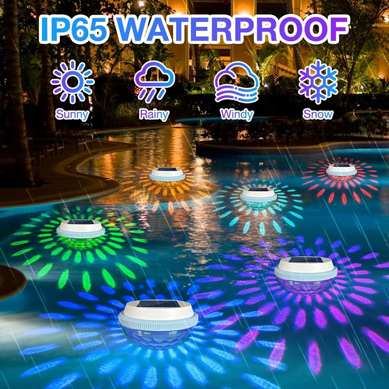 Éclairage solaire flottant pour piscine, 1 paquet, lumières d'étang étanches à couleur changeante RGB pour la décoration de piscines, routes de cour