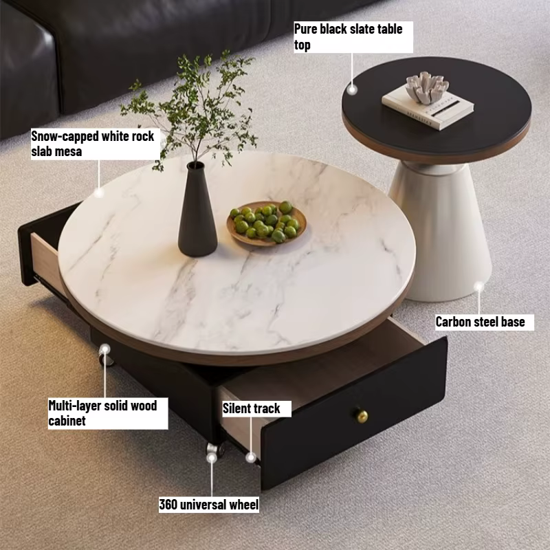 Tables basses italiennes de rangement, tables basses rondes modernes de luxe, tables basses de salon pour appartement, Tavolino Da Salotto, meubles originaux