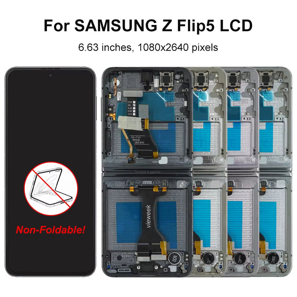 Écran d'affichage TFT Z Flip5 avec assemblage de cadre pour Samsung Galaxy Z Flip 5 F731B F731B/DS, pièce d'écran tactile numérique
