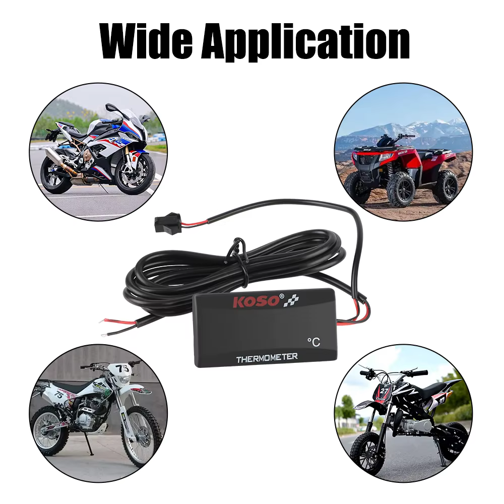Therye.com Indicateur de température de moto avec capteurs, eau précieuse, rénovation, compteur d'iode, moniteur, 12V, 0 ~ 120 °C