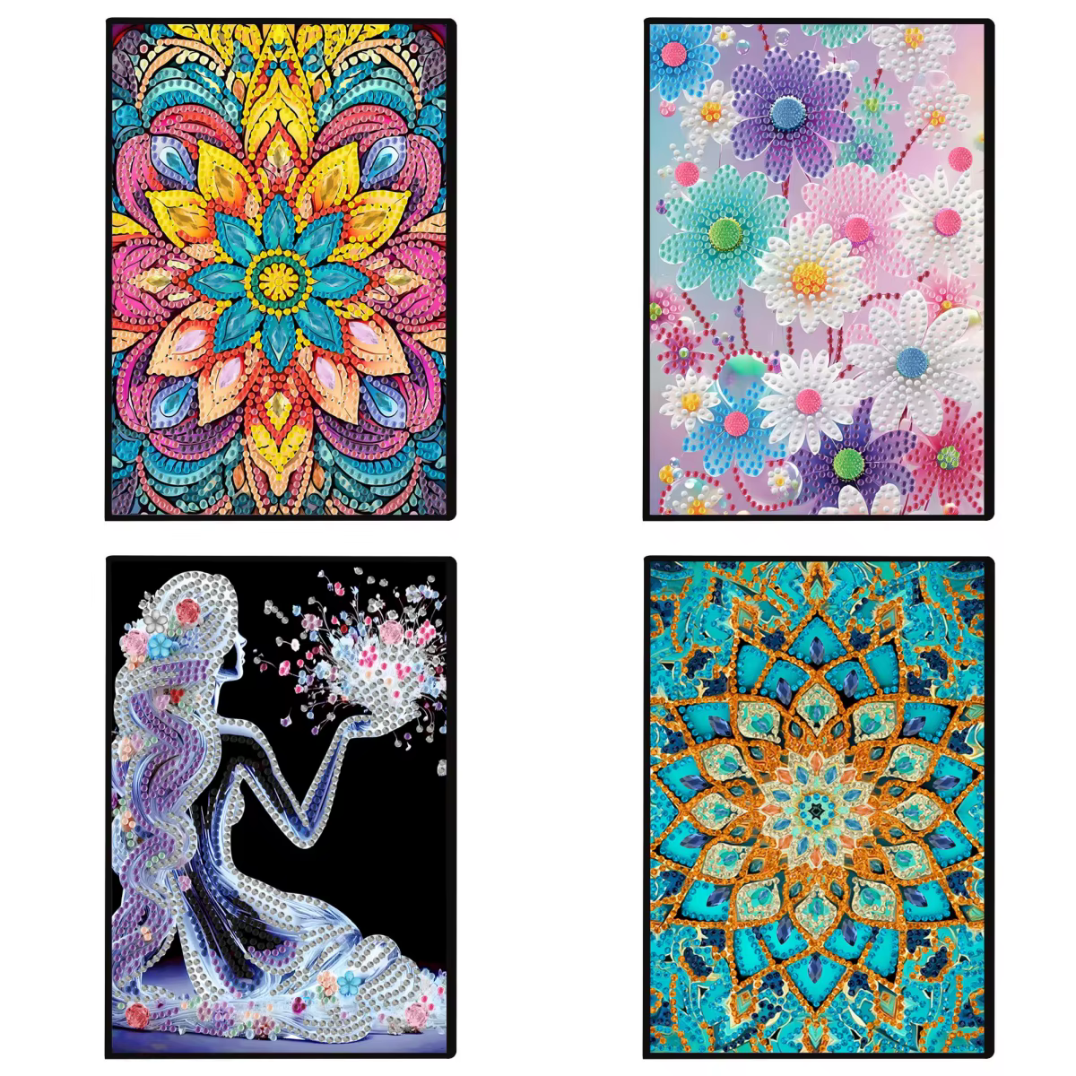 Mosaïque de peinture au diamant pour femmes adultes, cristal peint, motif floral en or, cuir, journal intime, carnet de croquis
