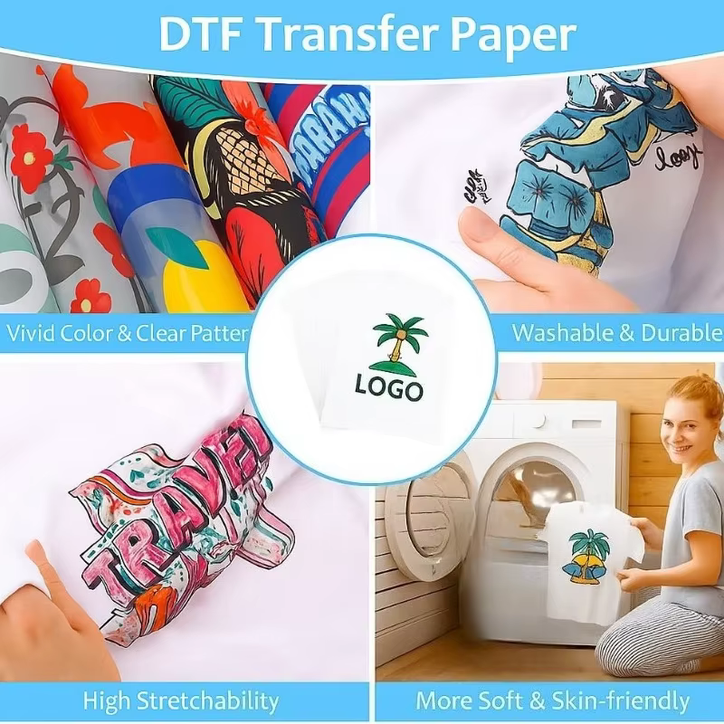 20/40 feuilles de film de transfert DTF A4 DIY, film de transfert thermique PET transparent mat double face pour t-shirts, impression sur tissu