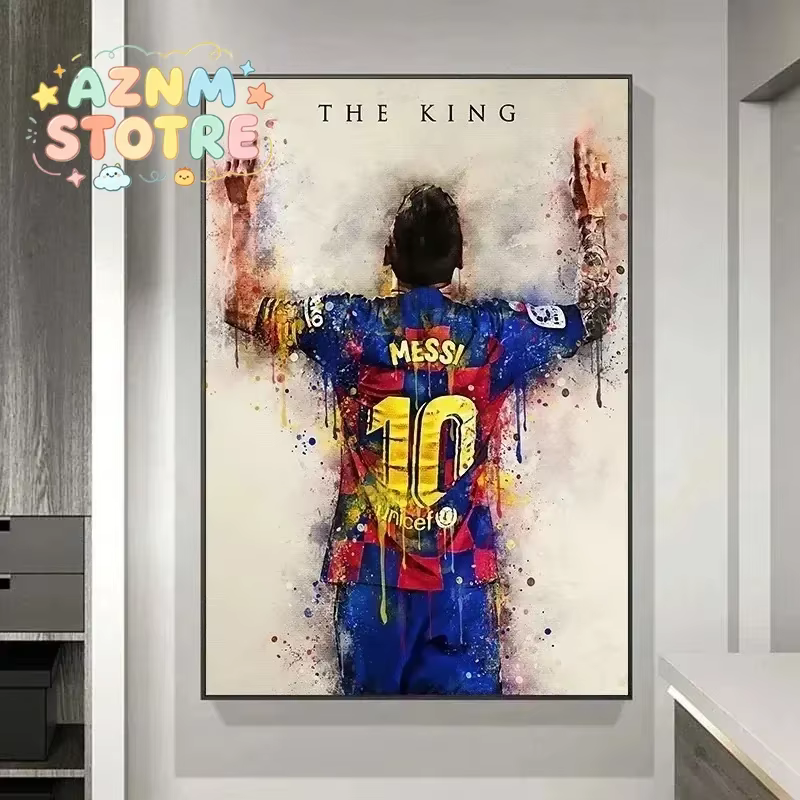 Affiche de l'étoile du football Messi, peinture décorative, peinture sur toile, art mural moderne pour la maison, décoration de chambre Gér Soumis, esthétique