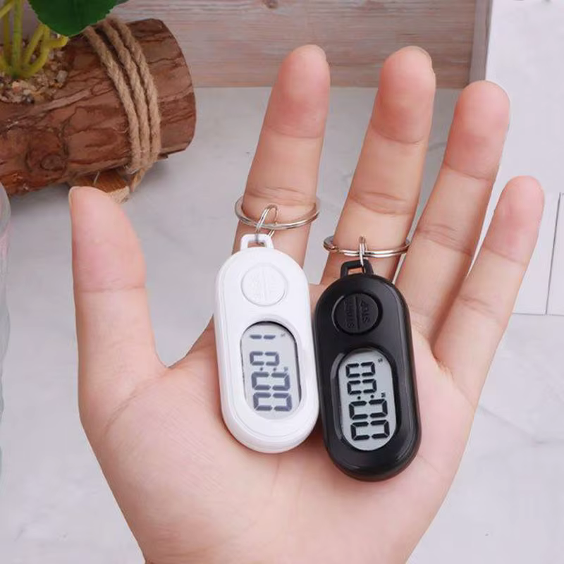 Horloge électronique porte-clés chronomètre ports petite minuterie d'arrêt porte-clés écran LCD horloge numérique accessoires de compte à rebours légers