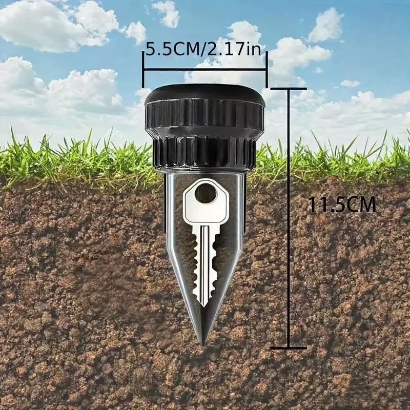 Cacher les clés de rechange arroseur de jardin coffre-fort caché compartiment de rangement cacher les clés anneau d'argent pour boîte à clés de rechange de jardin extérieur