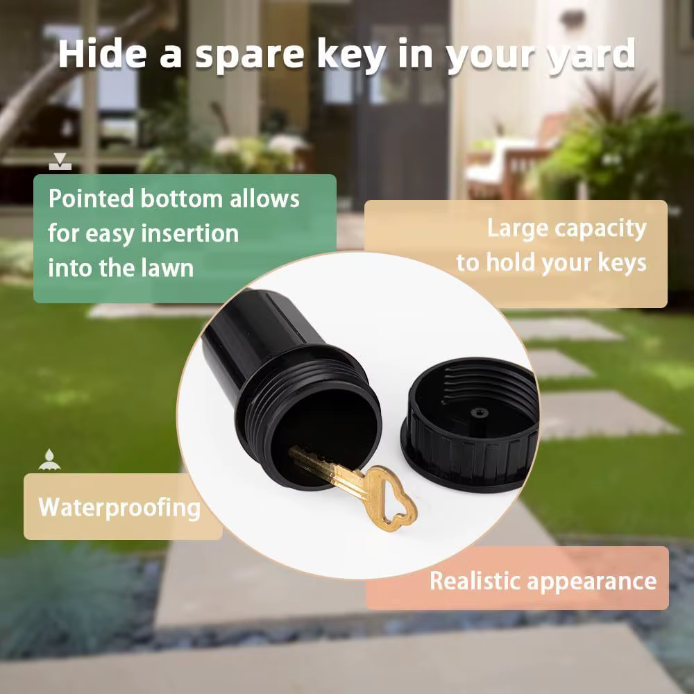 Cacher les clés de rechange arroseur de jardin coffre-fort caché compartiment de rangement cacher les clés anneau d'argent pour boîte à clés de rechange de jardin extérieur