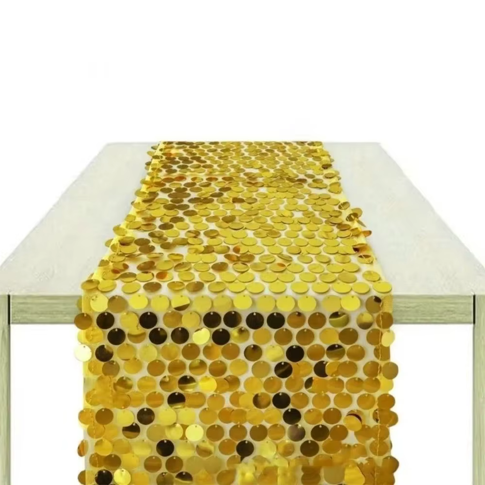 Chemin de table à paillettes effet écailles de poisson, couverture de table scintillante élégante, nappe longue luxueuse à sequins pour cuisine et salle à manger