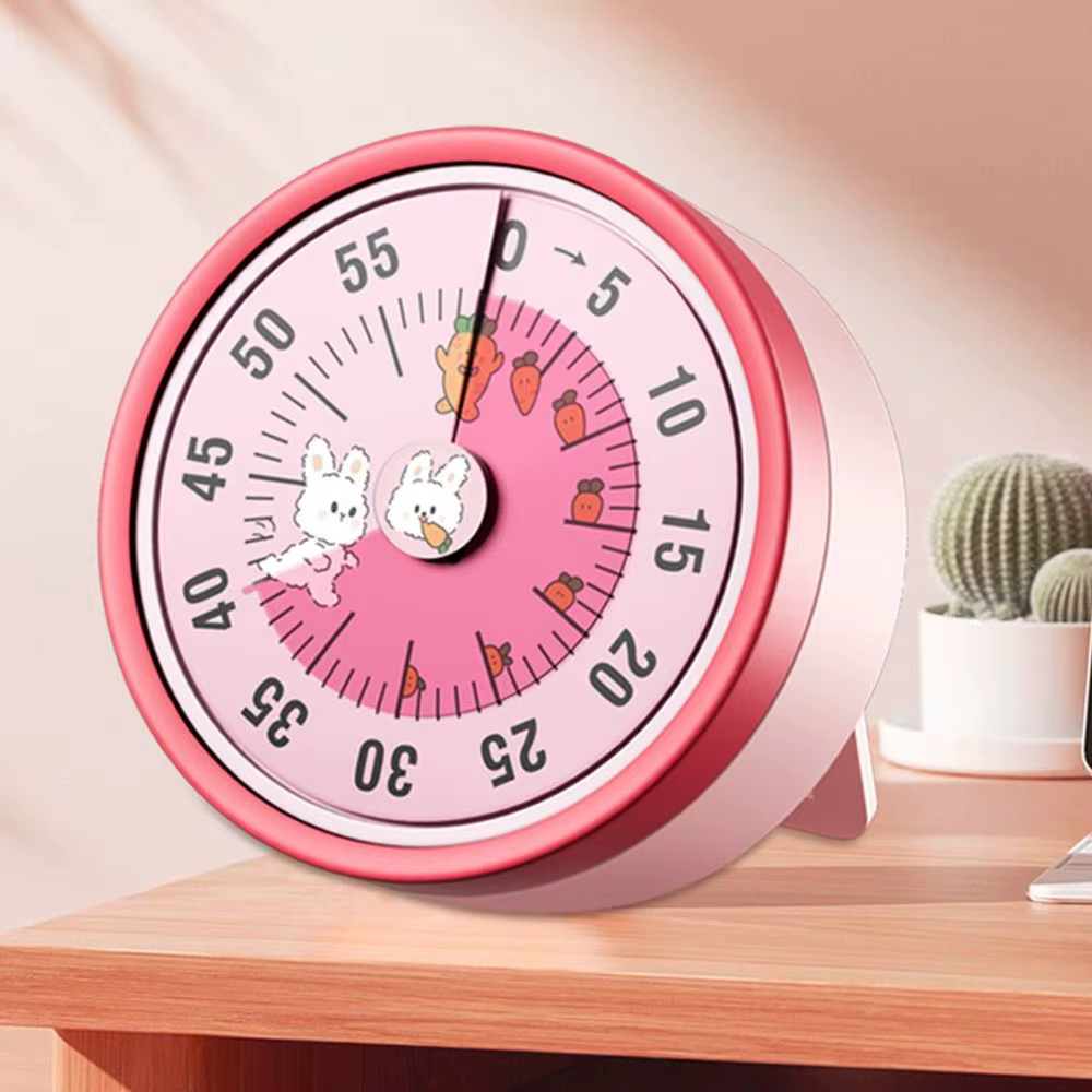 Minuteur visuel mécanique de 60 minutes avec support, fonction chronomètre et alarme, pour la gestion du temps et la visualisation du compte à rebours, compatible réfrigérateur