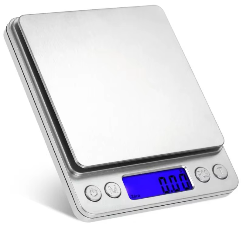 Balance de poids électronique numérique 500g 0.01g, 3kg 0.1g, poche à bijoux, Balance alimentaire de cuisine, argent avec 2 plateaux